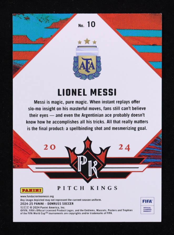 Lionel Messi 2024-25 Donruss Pitch Kings Red #10 at PristineAuction.com Lionel Messi 2024-25 Donruss Pitch Kings Red #10 at PristineAuction.com