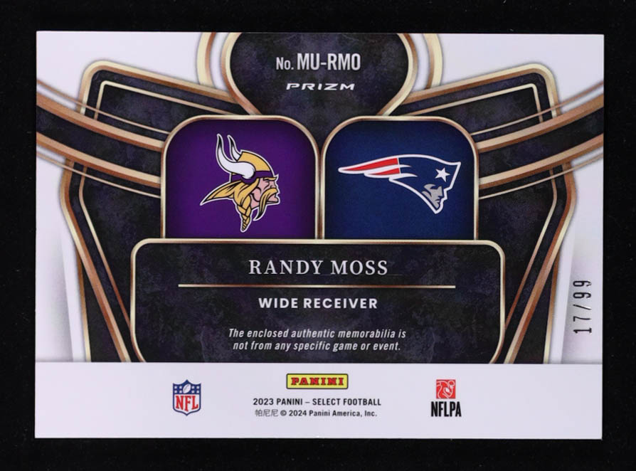 Randy Moss 2023 Select Multiverse Dual Jerseys Prizm #41 #17/99 at PristineAuction.com Randy Moss 2023 Select Multiverse Dual Jerseys Prizm #41 #17/99 at PristineAuction.com