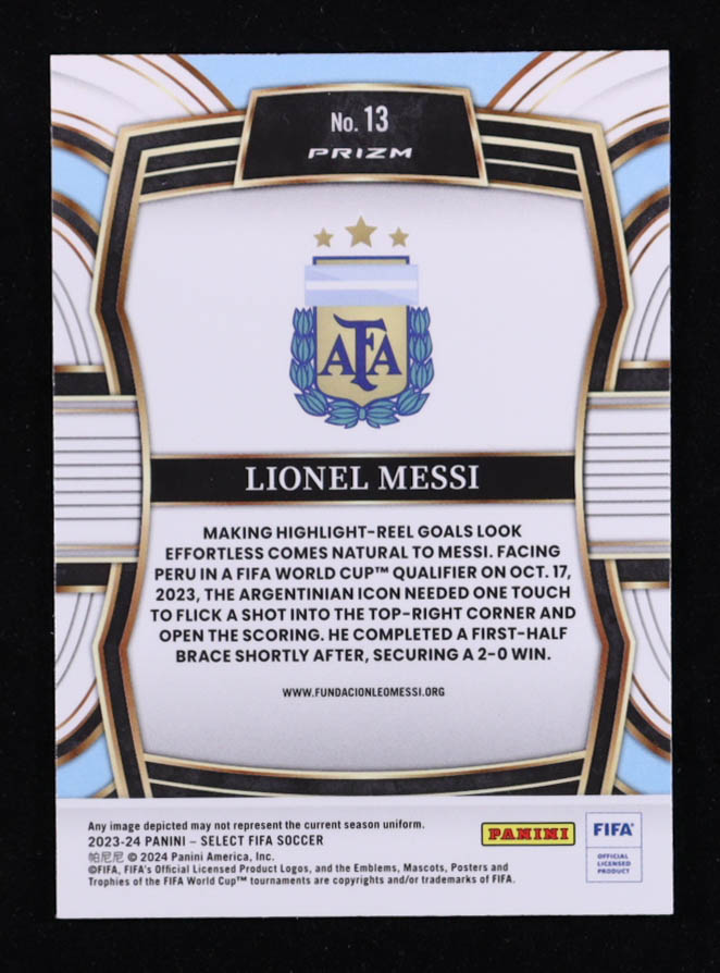 Lionel Messi 2023-24 Select FIFA Equalizers #13 at PristineAuction.com Lionel Messi 2023-24 Select FIFA Equalizers #13 at PristineAuction.com