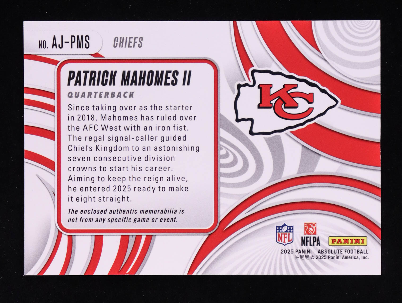 Patrick Mahomes II 2025 Absolute Jumbo Jerseys #37 at PristineAuction.com Patrick Mahomes II 2025 Absolute Jumbo Jerseys #37 at PristineAuction.com
