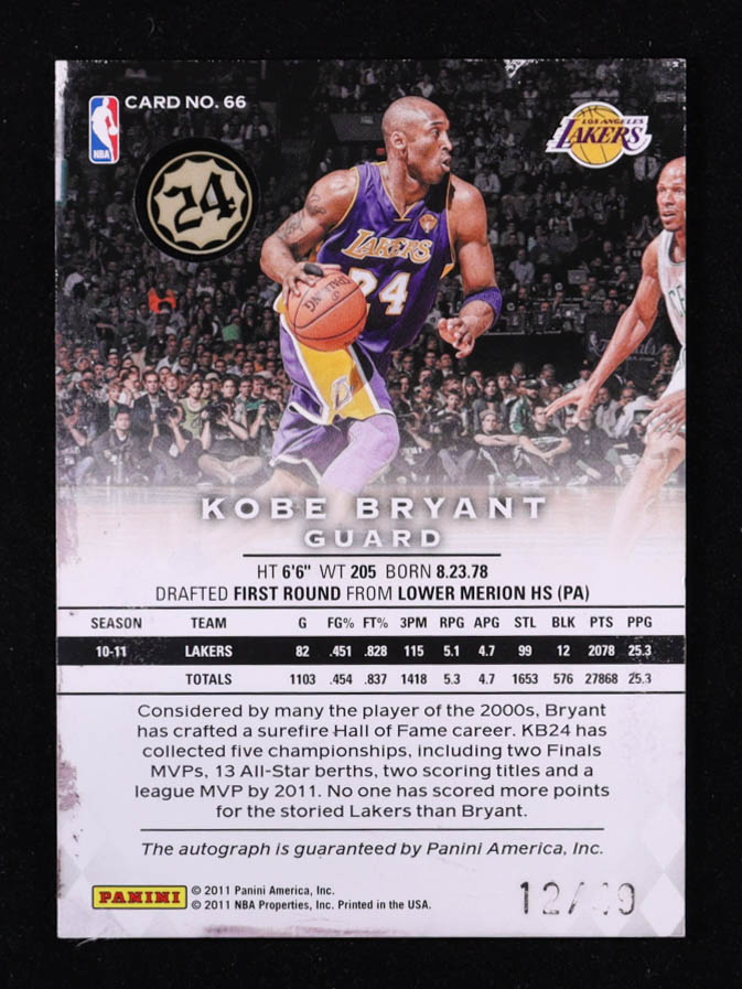 Kobe Bryant 2011-12 Panini Preferred #66 PS AU #12/49 at PristineAuction.com Kobe Bryant 2011-12 Panini Preferred #66 PS AU #12/49 at PristineAuction.com