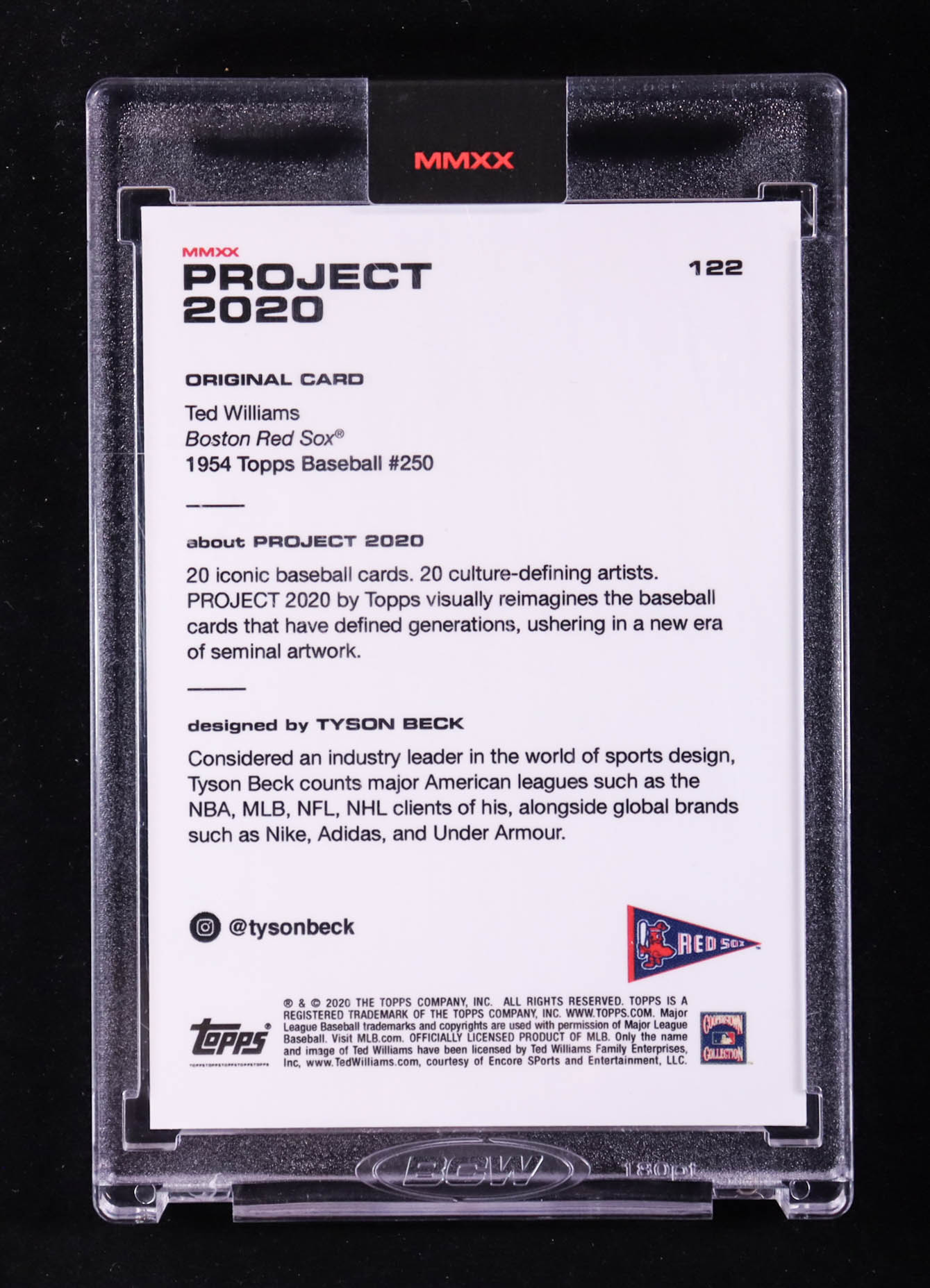 Ted Williams 2020 Topps Project 2020 #122 Tyson Beck at PristineAuction.com Ted Williams 2020 Topps Project 2020 #122 Tyson Beck at PristineAuction.com