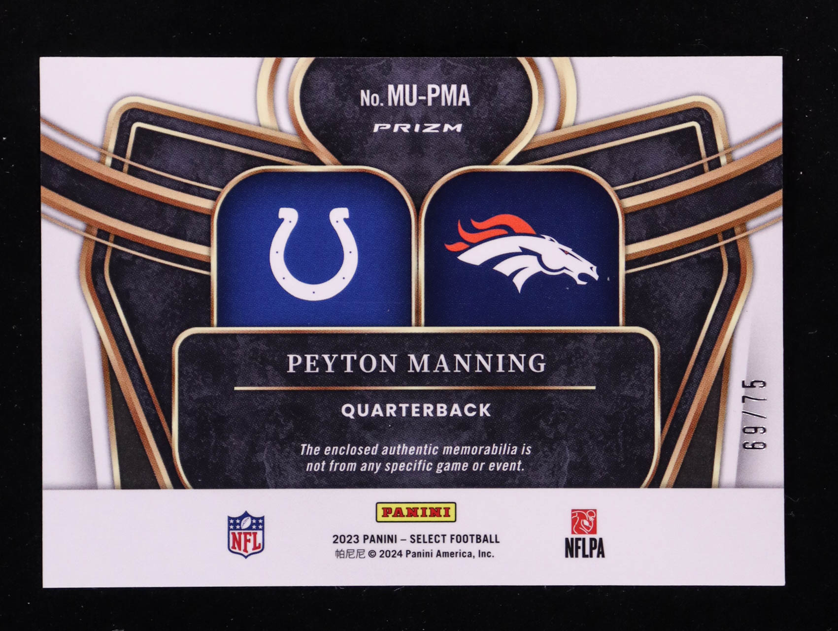 Peyton Manning 2023 Select Multiverse Dual Jerseys Prizm White #38 #69/75 at PristineAuction.com Peyton Manning 2023 Select Multiverse Dual Jerseys Prizm White #38 #69/75 at PristineAuction.com