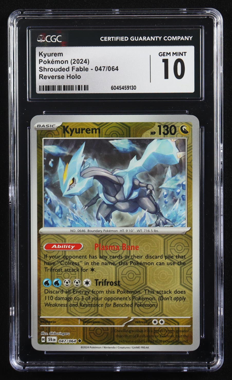 Kyurem 2024 Pokemon Shrouded Fable #047 (CGC 10) at PristineAuction.com Kyurem 2024 Pokemon Shrouded Fable #047 (CGC 10) at PristineAuction.com