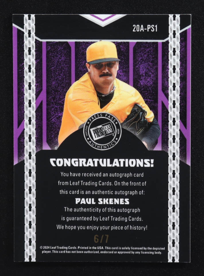 Paul Skenes 2024 Leaf Press Purple Autographs #20A-PS1 RC #6/7 at PristineAuction.com Paul Skenes 2024 Leaf Press Purple Autographs #20A-PS1 RC #6/7 at PristineAuction.com