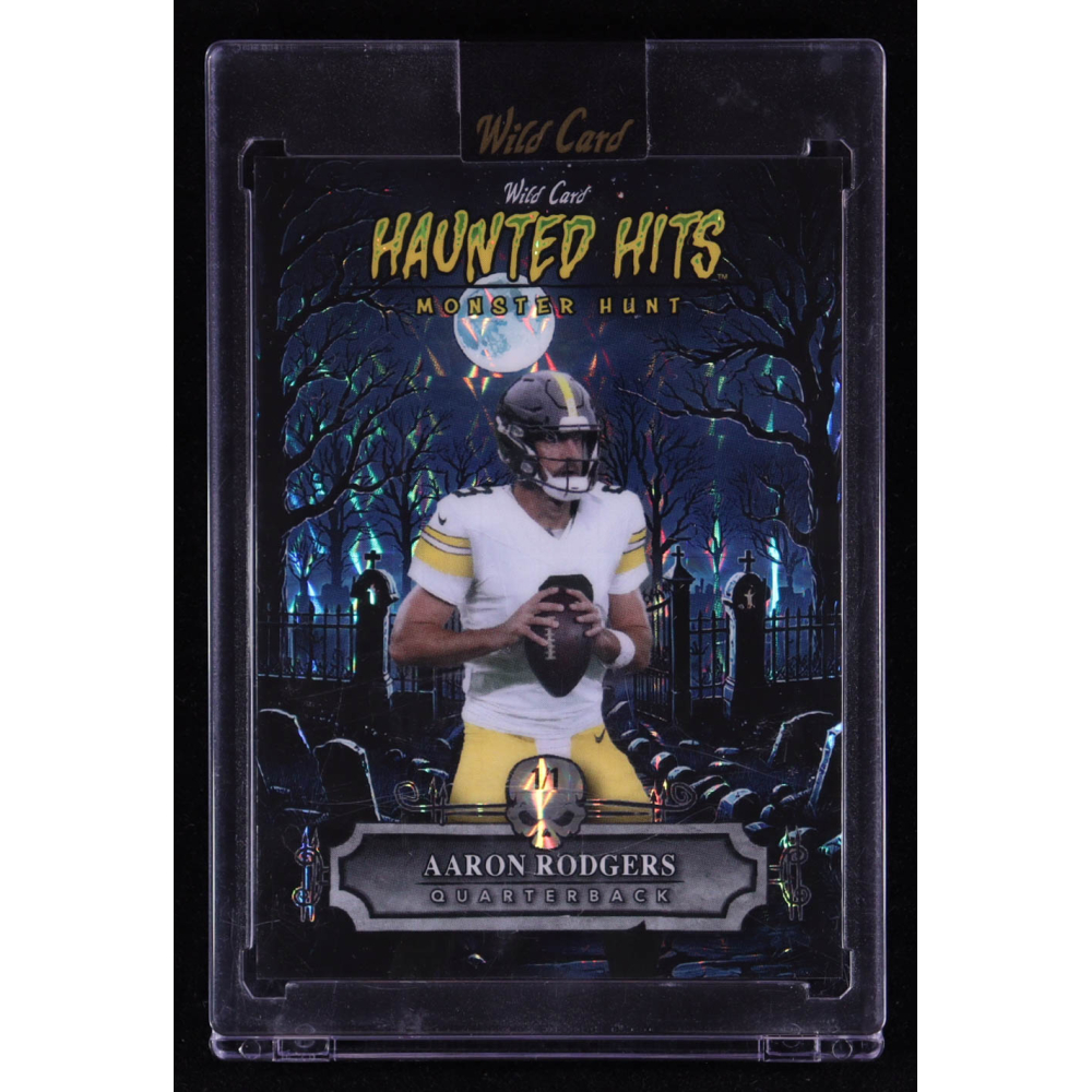 Aaron Rodgers 2025 Wild Card Haunted Hits Monster Hunt Cemetery Mosaic Blue #HHCAR #1/1 at PristineAuction.com