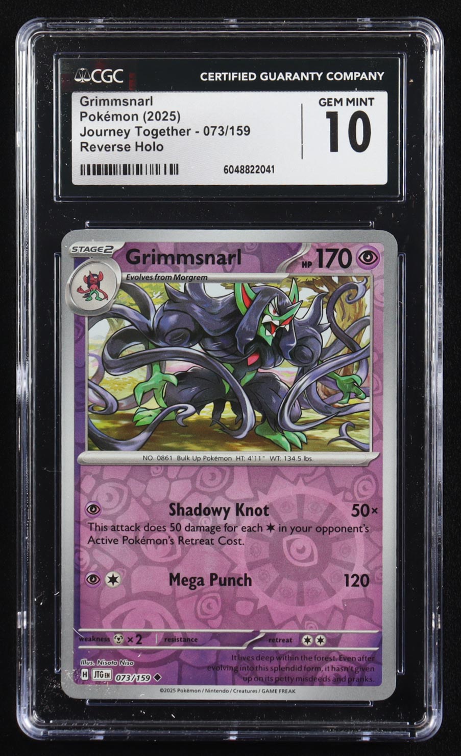 Grimmsnarl 2025 Pokemon Journey Together #073 (CGC 10) at PristineAuction.com Grimmsnarl 2025 Pokemon Journey Together #073 (CGC 10) at PristineAuction.com