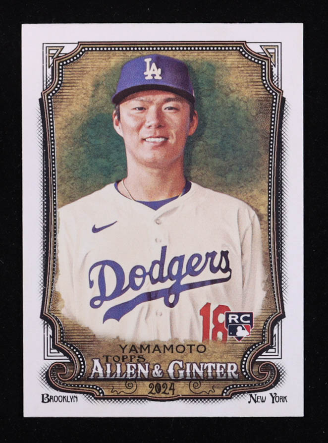 Yoshinobu Yamamoto 2024 Topps Allen and Ginter #201 RC at PristineAuction.com Yoshinobu Yamamoto 2024 Topps Allen and Ginter #201 RC at PristineAuction.com