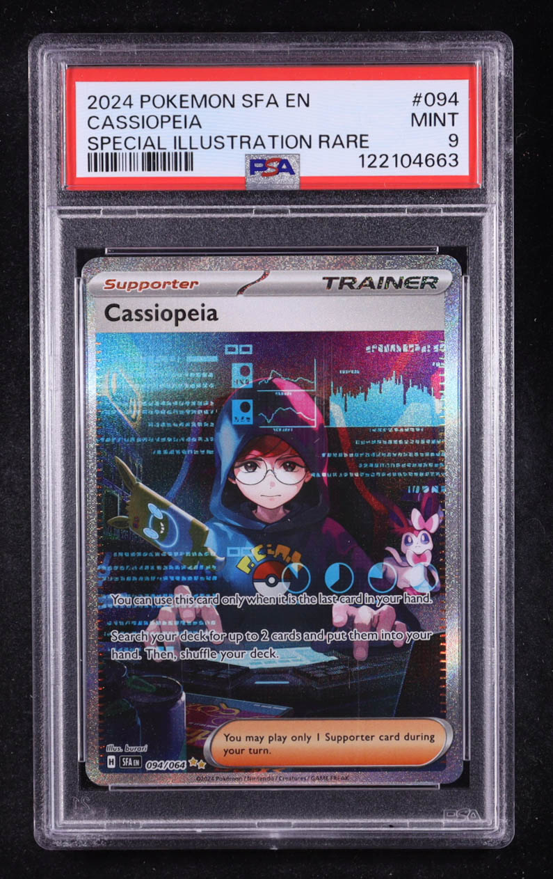 Cassiopeia 2024 Pokemon TCG Scarlet & Violet Shrouded Fable #094 SIR (PSA 9) at PristineAuction.com Cassiopeia 2024 Pokemon TCG Scarlet & Violet Shrouded Fable #094 SIR (PSA 9) at PristineAuction.com