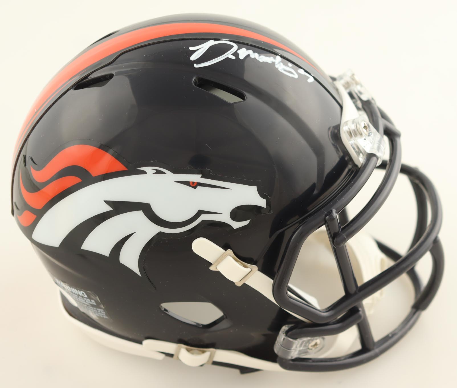 Damarri Mathis Signed Broncos Speed Mini Helmet (JSA) at PristineAuction.com Damarri Mathis Signed Broncos Speed Mini Helmet (JSA) at PristineAuction.com