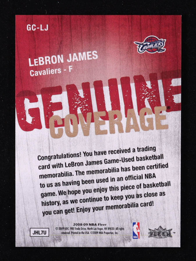 LeBron James 2008-09 Fleer Genuine Coverage #GCLJ at PristineAuction.com LeBron James 2008-09 Fleer Genuine Coverage #GCLJ at PristineAuction.com