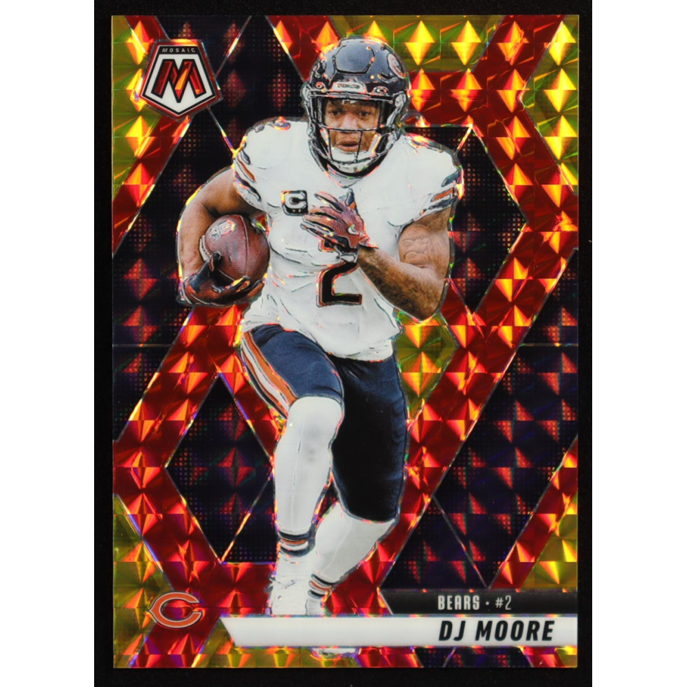 D.J. Moore 2025 Panini Mosaic Mosaic Choice Fusion Red and Yellow #180 #56/89 at PristineAuction.com