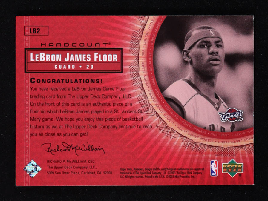 LeBron James 2003-04 Upper Deck Hardcourt LeBron James Floor #LB2 RC / Gold Jersey Green Headband at PristineAuction.com LeBron James 2003-04 Upper Deck Hardcourt LeBron James Floor #LB2 RC / Gold Jersey Green Headband at PristineAuction.com