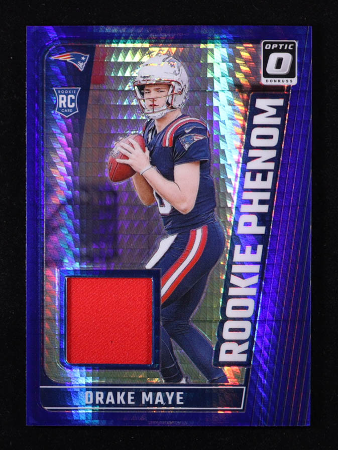 Drake Maye 2024 Donruss Optic Rookie Phenoms Blue Hyper #12 RC at PristineAuction.com Drake Maye 2024 Donruss Optic Rookie Phenoms Blue Hyper #12 RC at PristineAuction.com