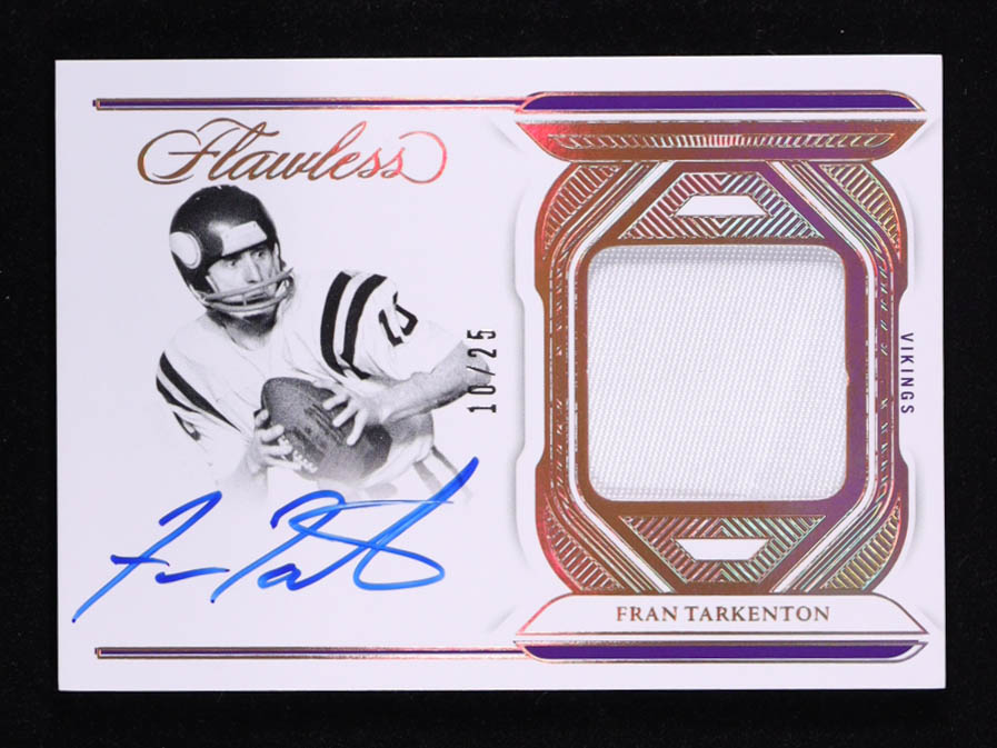 Fran Tarkenton 2023 Panini Flawless Distinguished Patch Autographs #6 #10/25 at PristineAuction.com Fran Tarkenton 2023 Panini Flawless Distinguished Patch Autographs #6 #10/25 at PristineAuction.com