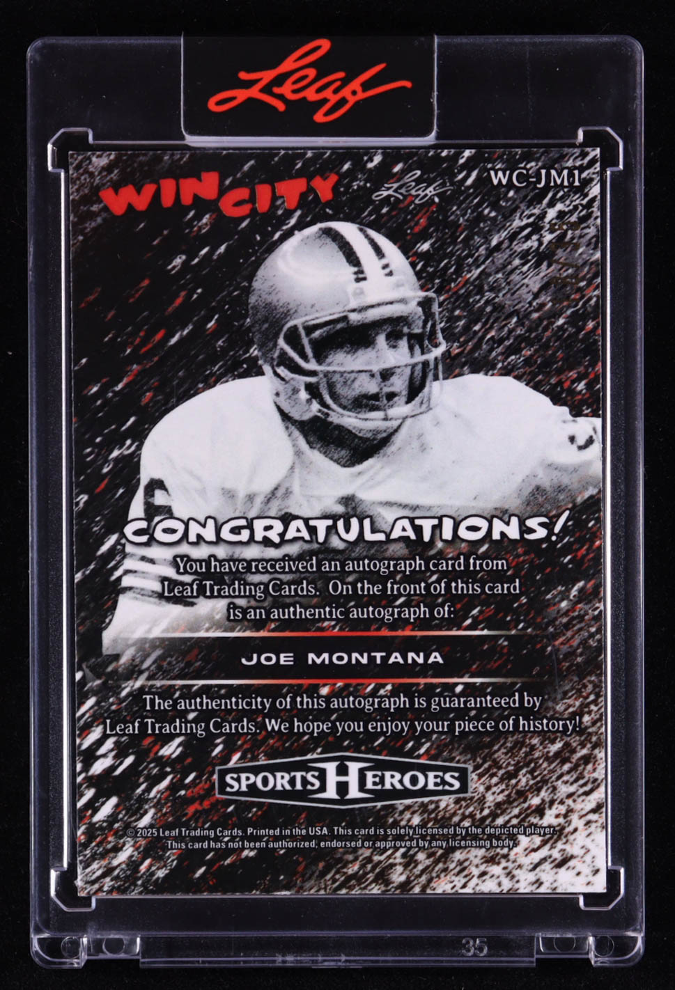 Joe Montana 2025 Leaf Sports Heroes Win City Autographs Crystal Silver #WCJM1 #18/35 at PristineAuction.com Joe Montana 2025 Leaf Sports Heroes Win City Autographs Crystal Silver #WCJM1 #18/35 at PristineAuction.com