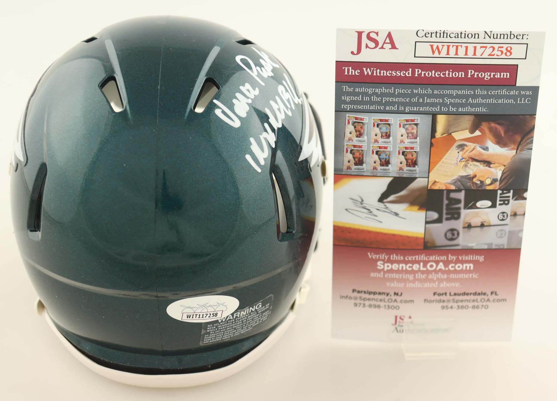 Vince Papale Signed Eagles Speed Mini Helmet Inscribed "Invincible" (JSA) at PristineAuction.com Vince Papale Signed Eagles Speed Mini Helmet Inscribed "Invincible" (JSA) at PristineAuction.com