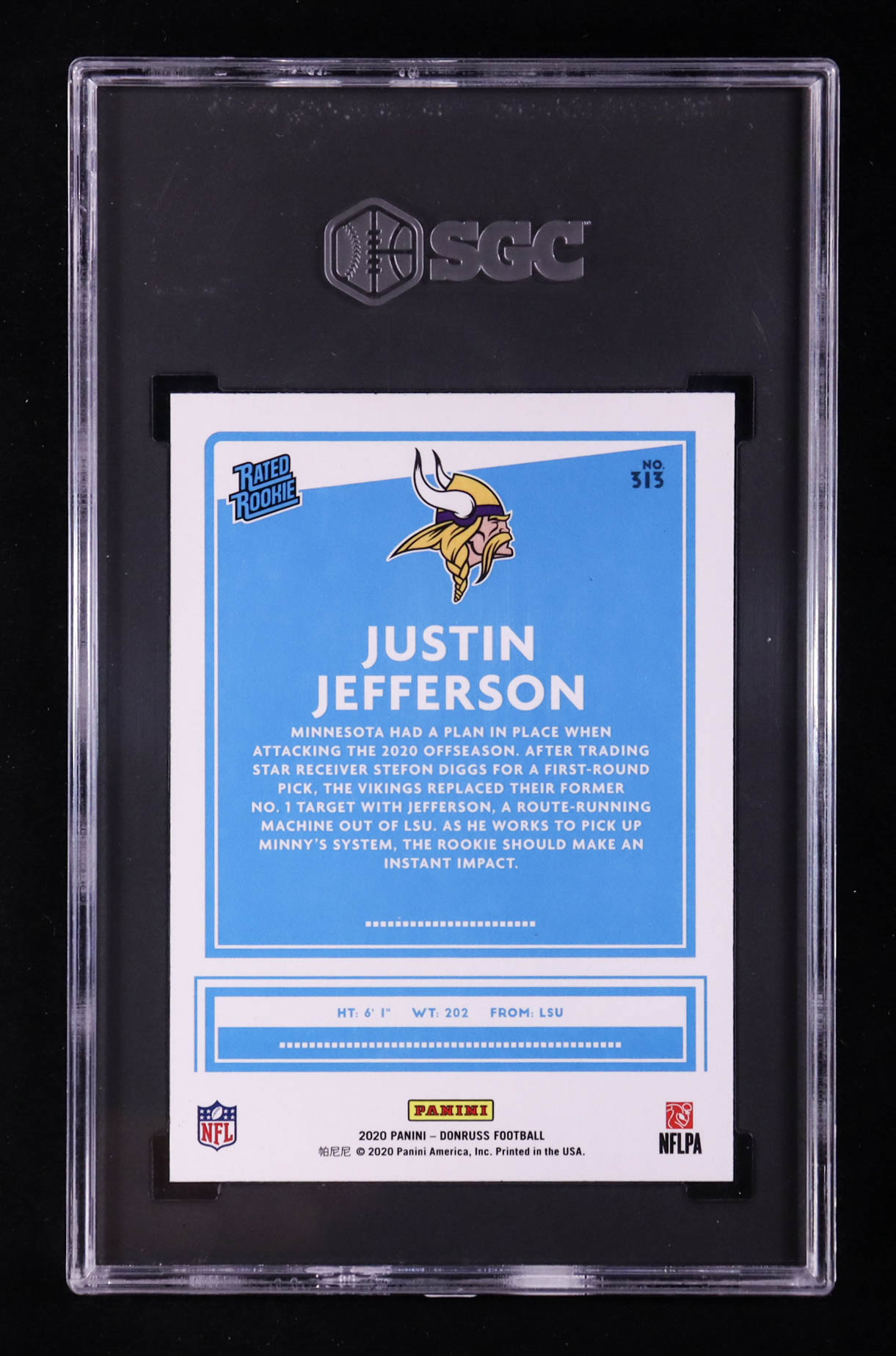 Justin Jefferson 2020 Donruss #313 RR RC (SGC 9.5) at PristineAuction.com Justin Jefferson 2020 Donruss #313 RR RC (SGC 9.5) at PristineAuction.com