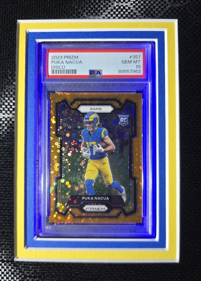 Puka Nacua Signed Rams Custom Framed Nike Jersey with LED Display & (2) PSA 10 Graded Rookie Cards (Beckett) at PristineAuction.com Puka Nacua Signed Rams Custom Framed Nike Jersey with LED Display & (2) PSA 10 Graded Rookie Cards (Beckett) at PristineAuction.com