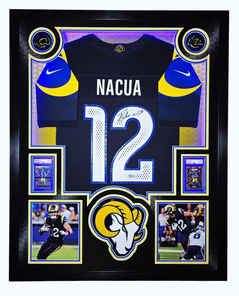 Puka Nacua Signed Rams Custom Framed Nike Jersey with LED Display & (2) PSA 10 Graded Rookie Cards (Beckett) at PristineAuction.com Puka Nacua Signed Rams Custom Framed Nike Jersey with LED Display & (2) PSA 10 Graded Rookie Cards (Beckett) at PristineAuction.com