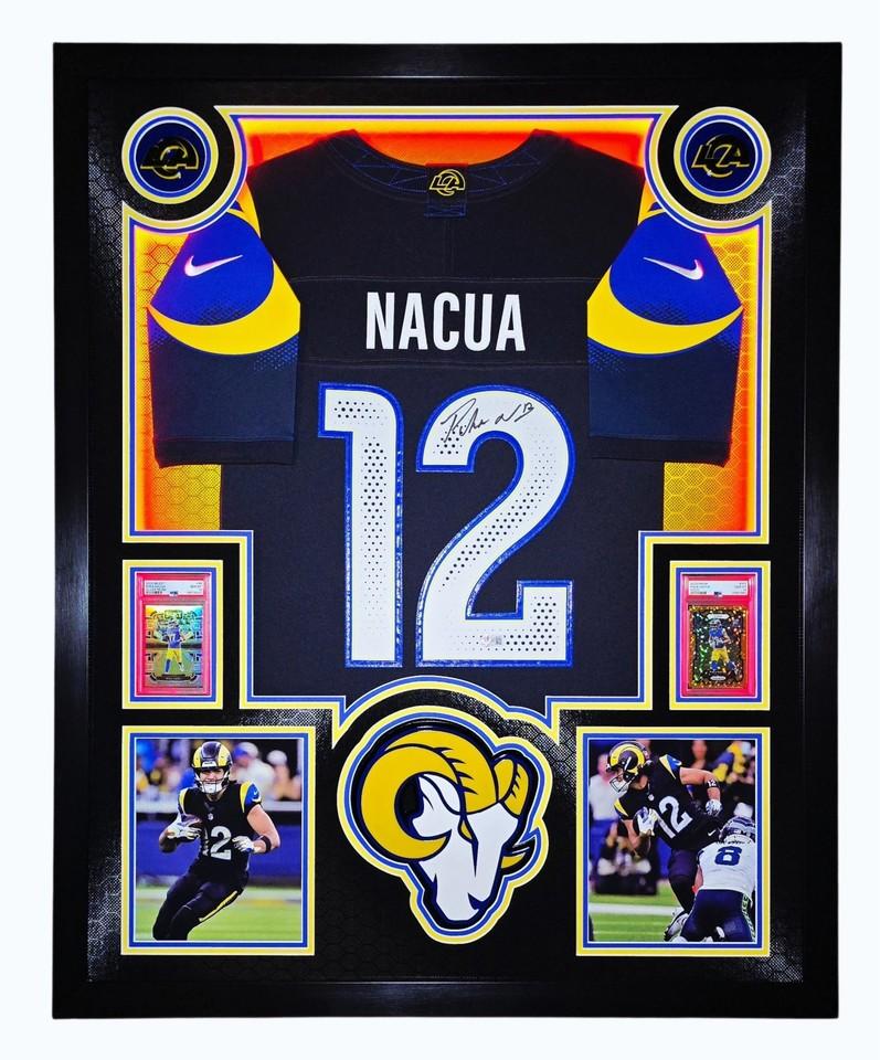 Puka Nacua Signed Rams Custom Framed Nike Jersey with LED Display & (2) PSA 10 Graded Rookie Cards (Beckett) at PristineAuction.com Puka Nacua Signed Rams Custom Framed Nike Jersey with LED Display & (2) PSA 10 Graded Rookie Cards (Beckett) at PristineAuction.com