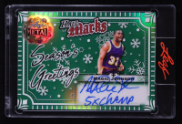 Magic Johnson 2025 Leaf Metal Seasons's Greetings Hall Marks Prismatic Green #HMMJ1 #1/4 at PristineAuction.com