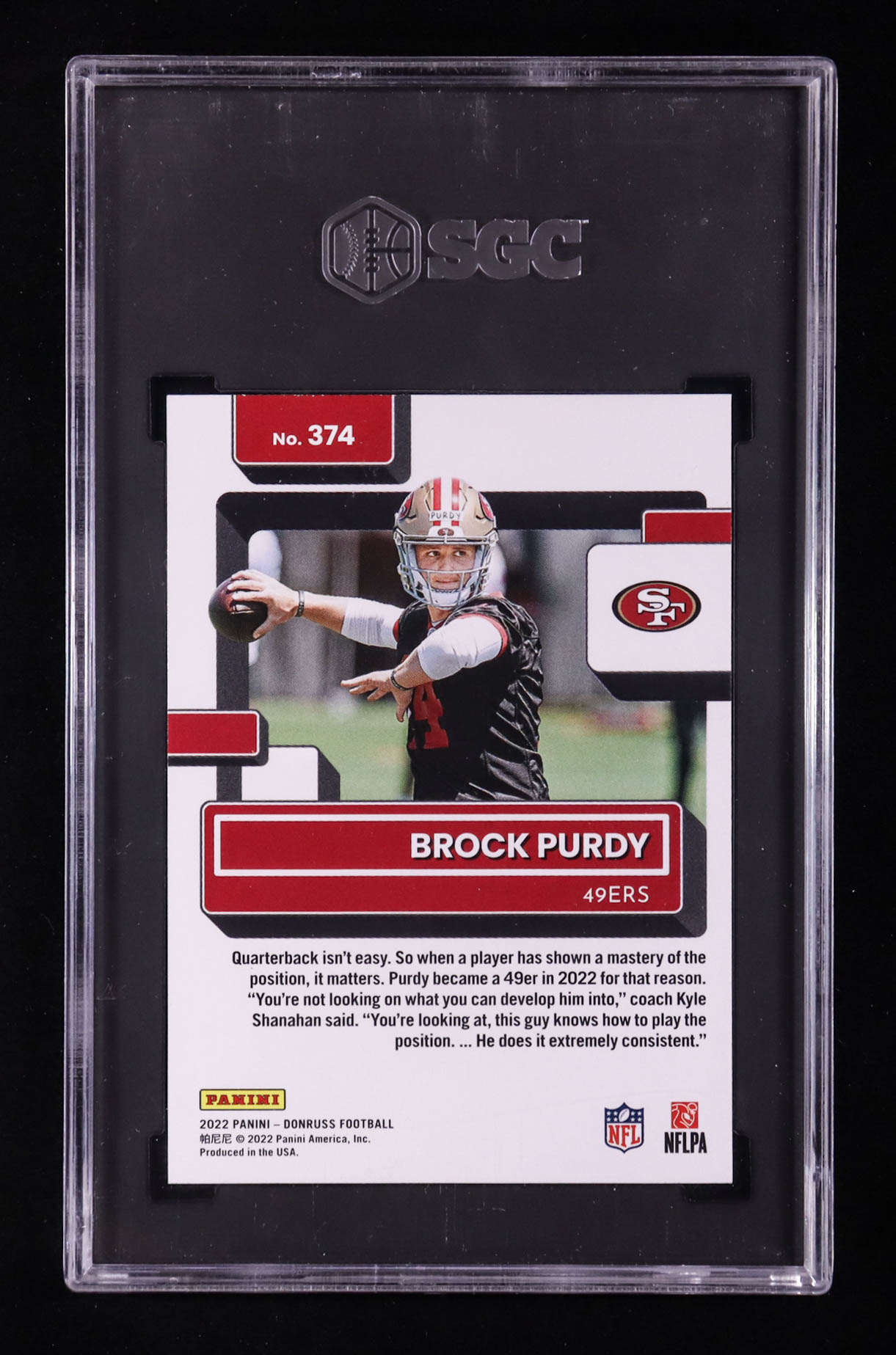 Brock Purdy 2022 Donruss #374 RR RC (SGC 10) at PristineAuction.com Brock Purdy 2022 Donruss #374 RR RC (SGC 10) at PristineAuction.com