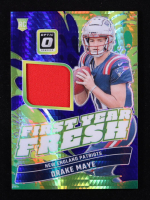 Drake Maye 2024 Donruss Optic First Year Fresh Jerseys Blue Hyper #12 RC at PristineAuction.com