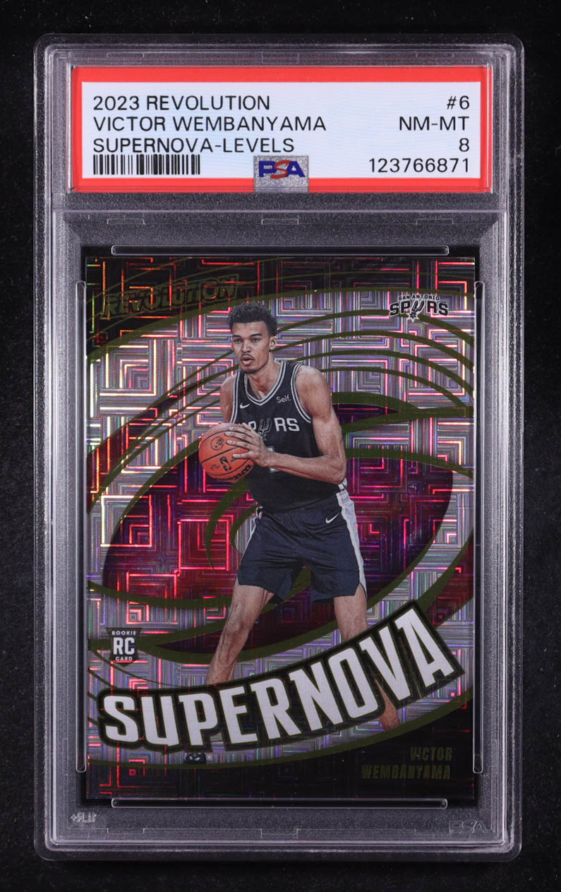 Victor Wembanyama 2023-24 Panini Revolution Supernova Levels #6 RC (PSA 8) at PristineAuction.com Victor Wembanyama 2023-24 Panini Revolution Supernova Levels #6 RC (PSA 8) at PristineAuction.com
