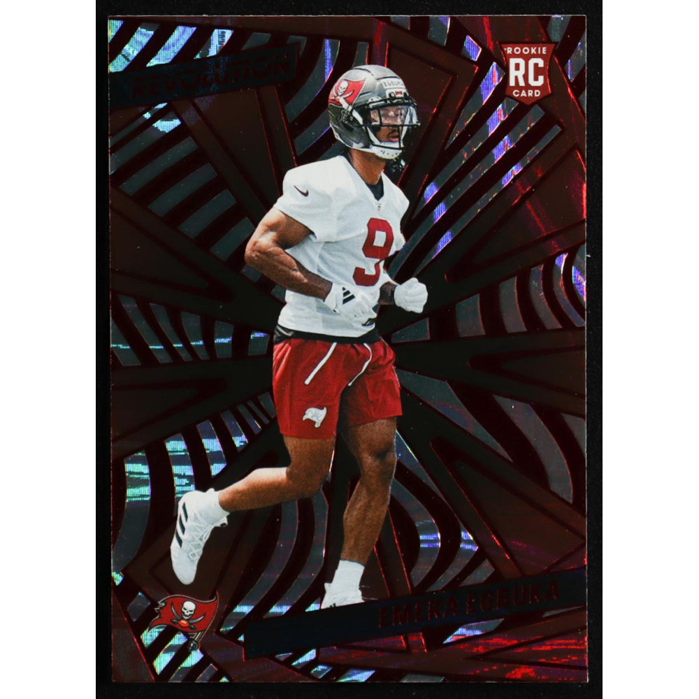 Emeka Egbuka 2025 Panini Revolution Red Swirl #211 RC at PristineAuction.com