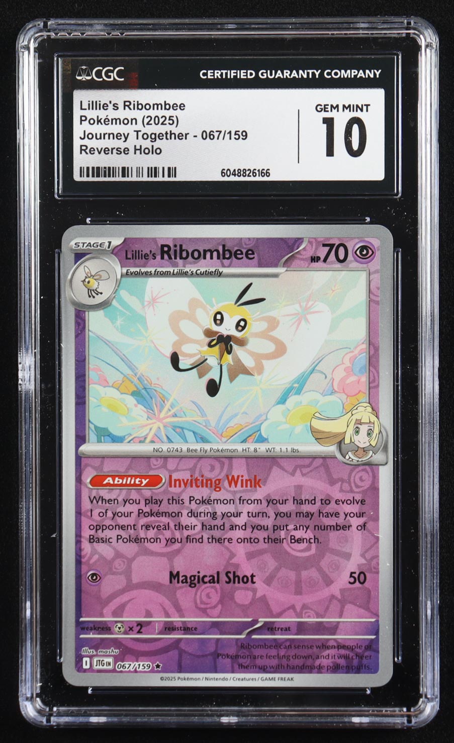 Lillie's Ribombee 2025 Pokemon Journey Together #067 (CGC 10) at PristineAuction.com Lillie's Ribombee 2025 Pokemon Journey Together #067 (CGC 10) at PristineAuction.com