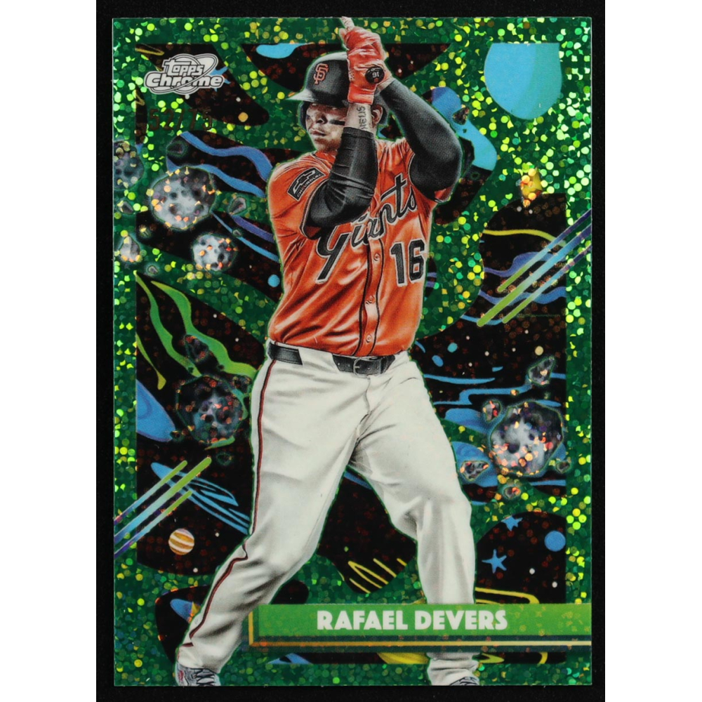 Rafael Devers 2025 Topps Cosmic Chrome Green Space Dust Refractors #186 #52/75 at PristineAuction.com