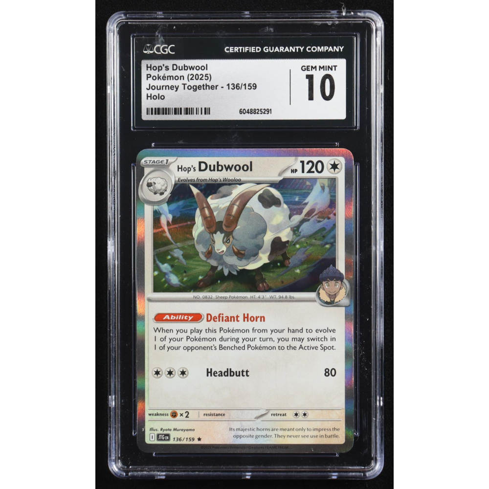 Hop's Dubwool 2025 Pokemon Journey Together #136 (CGC 10) at PristineAuction.com