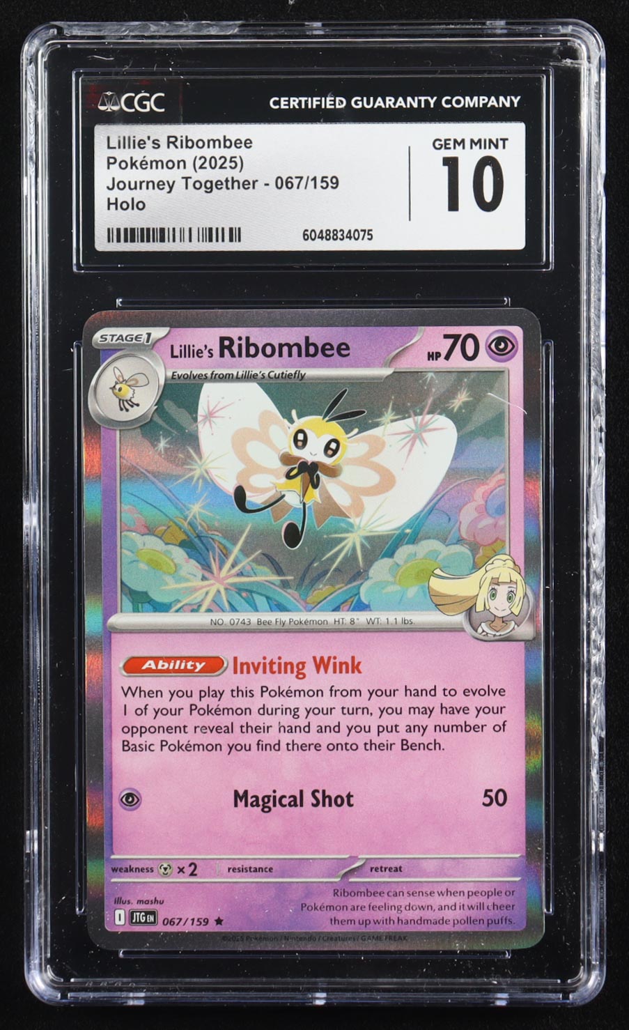 Lillie's Ribombee 2025 Pokemon Journey Together #067 (CGC 10) at PristineAuction.com Lillie's Ribombee 2025 Pokemon Journey Together #067 (CGC 10) at PristineAuction.com