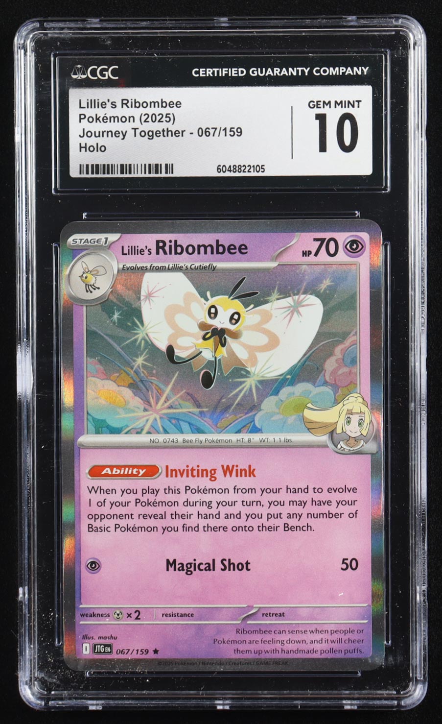 Lillie's Ribombee 2025 Pokemon Journey Together #067 (CGC 10) at PristineAuction.com Lillie's Ribombee 2025 Pokemon Journey Together #067 (CGC 10) at PristineAuction.com