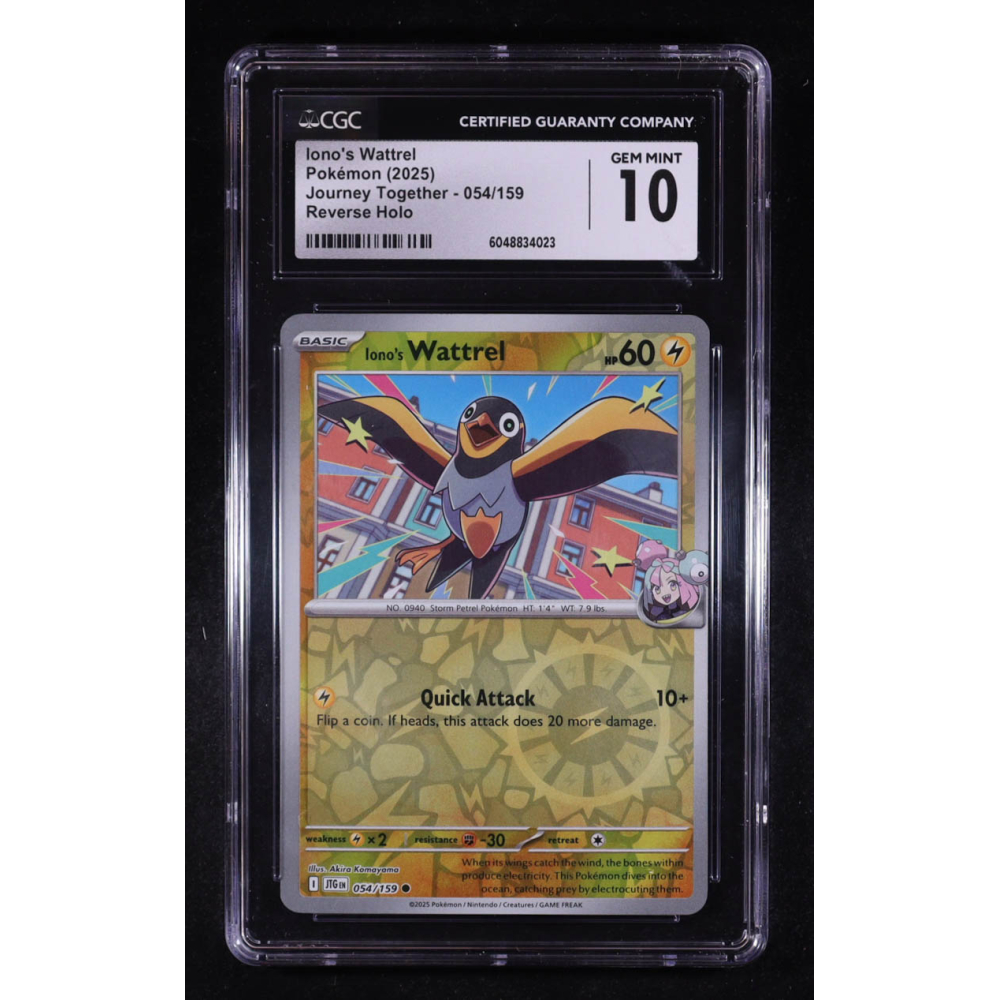 Iono's Wattrel 2025 Pokemon Journey Together #054 (CGC 10) at PristineAuction.com