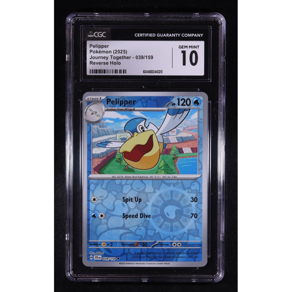 Pelipper 2025 Pokemon Journey Together #039 (CGC 10) at PristineAuction.com