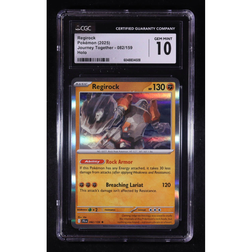 Regirock 2025 Pokemon Journey Together #082 (CGC 10) at PristineAuction.com