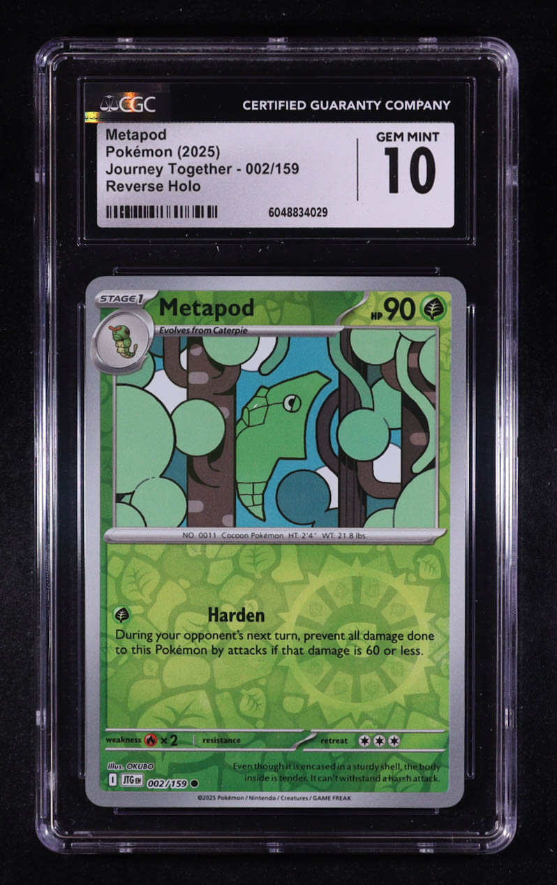 Metapod 2025 Pokemon Journey Together #002 (CGC 10) at PristineAuction.com Metapod 2025 Pokemon Journey Together #002 (CGC 10) at PristineAuction.com