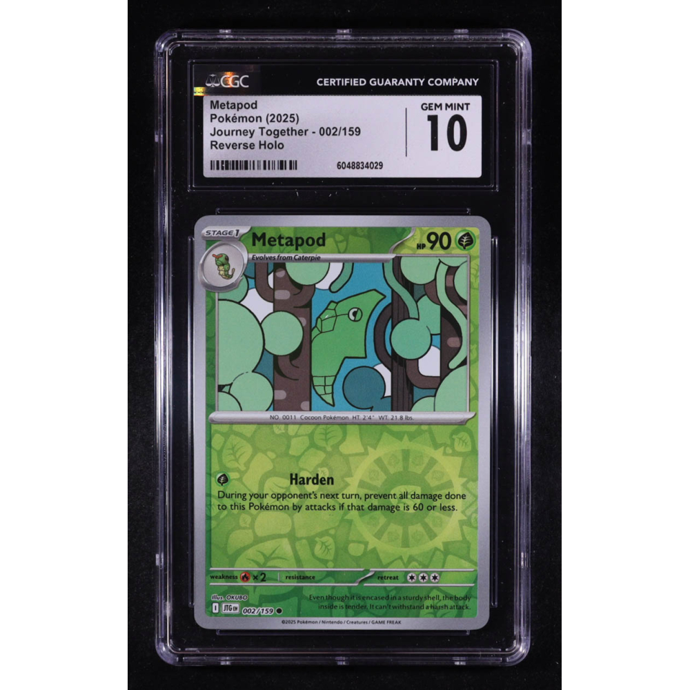 Metapod 2025 Pokemon Journey Together #002 (CGC 10) at PristineAuction.com