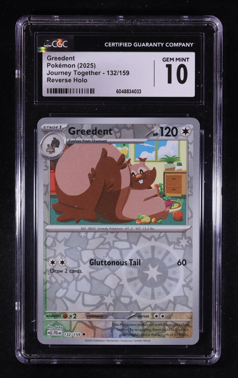 Greedent 2025 Pokemon Journey Together #132 (CGC 10) at PristineAuction.com Greedent 2025 Pokemon Journey Together #132 (CGC 10) at PristineAuction.com