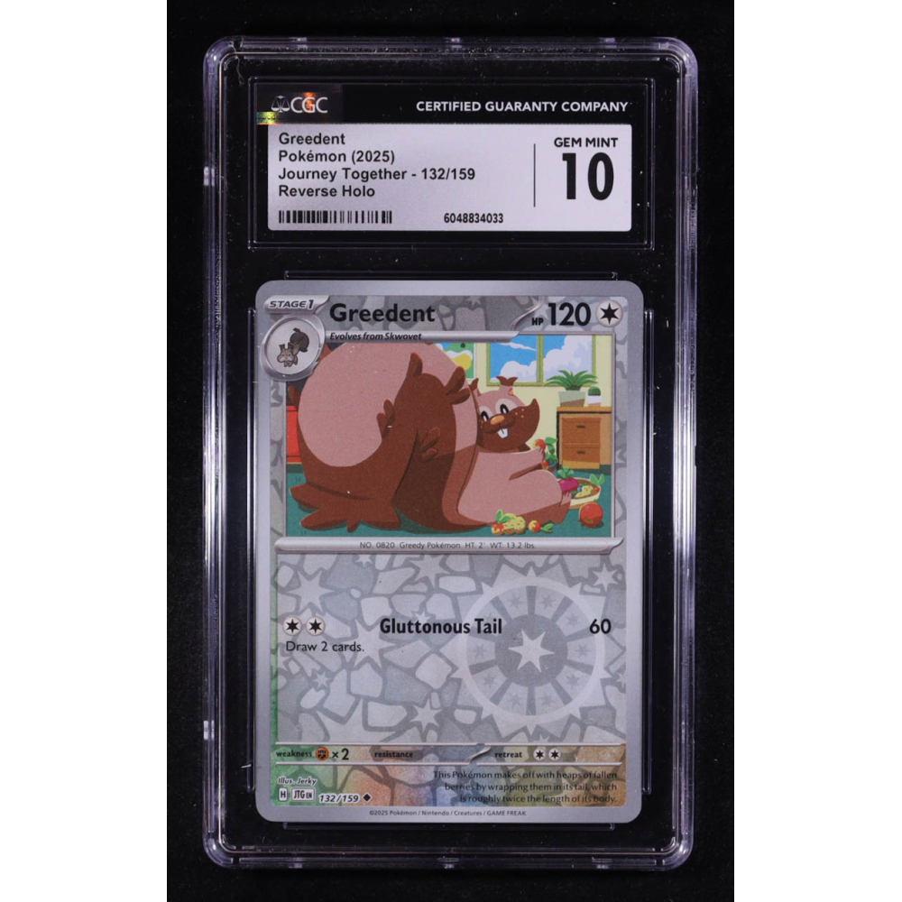 Greedent 2025 Pokemon Journey Together #132 (CGC 10) at PristineAuction.com