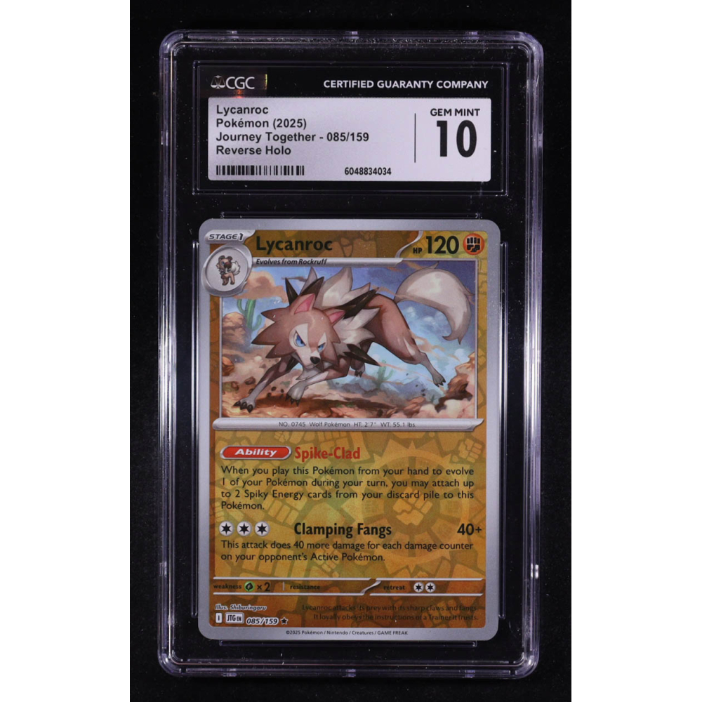Lycanroc 2025 Pokemon Journey Together #085 (CGC 10) at PristineAuction.com