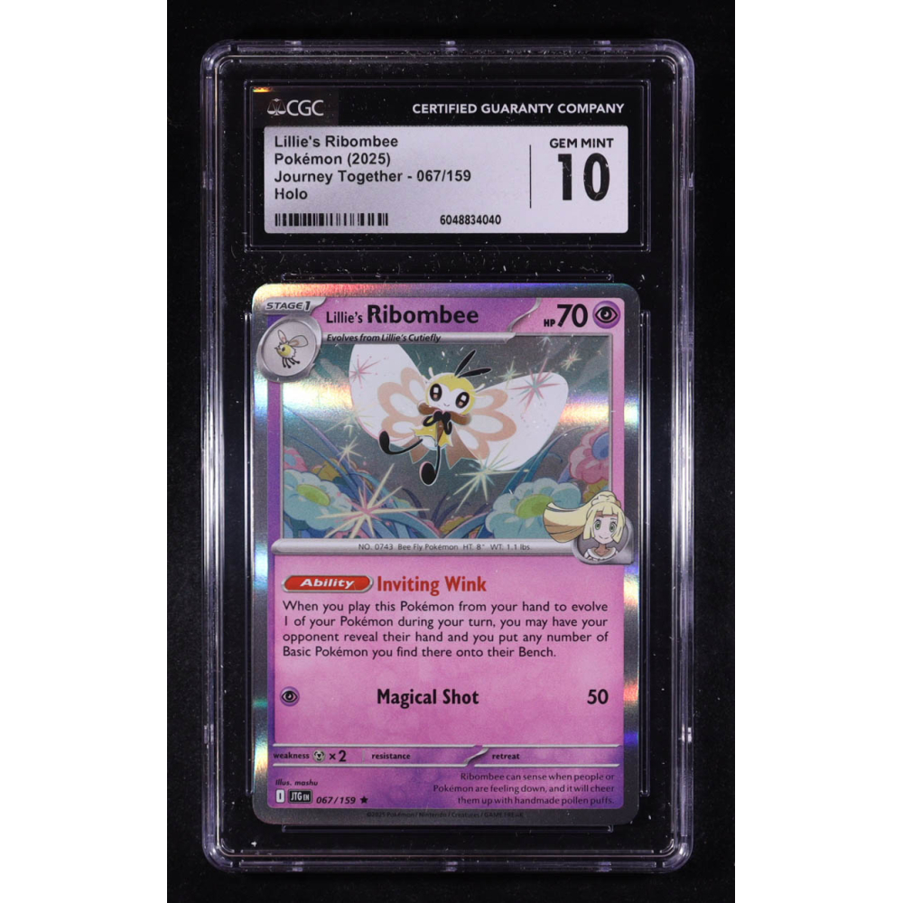 Lillie's Ribombee 2025 Pokemon Journey Together #067 (CGC 10) at PristineAuction.com