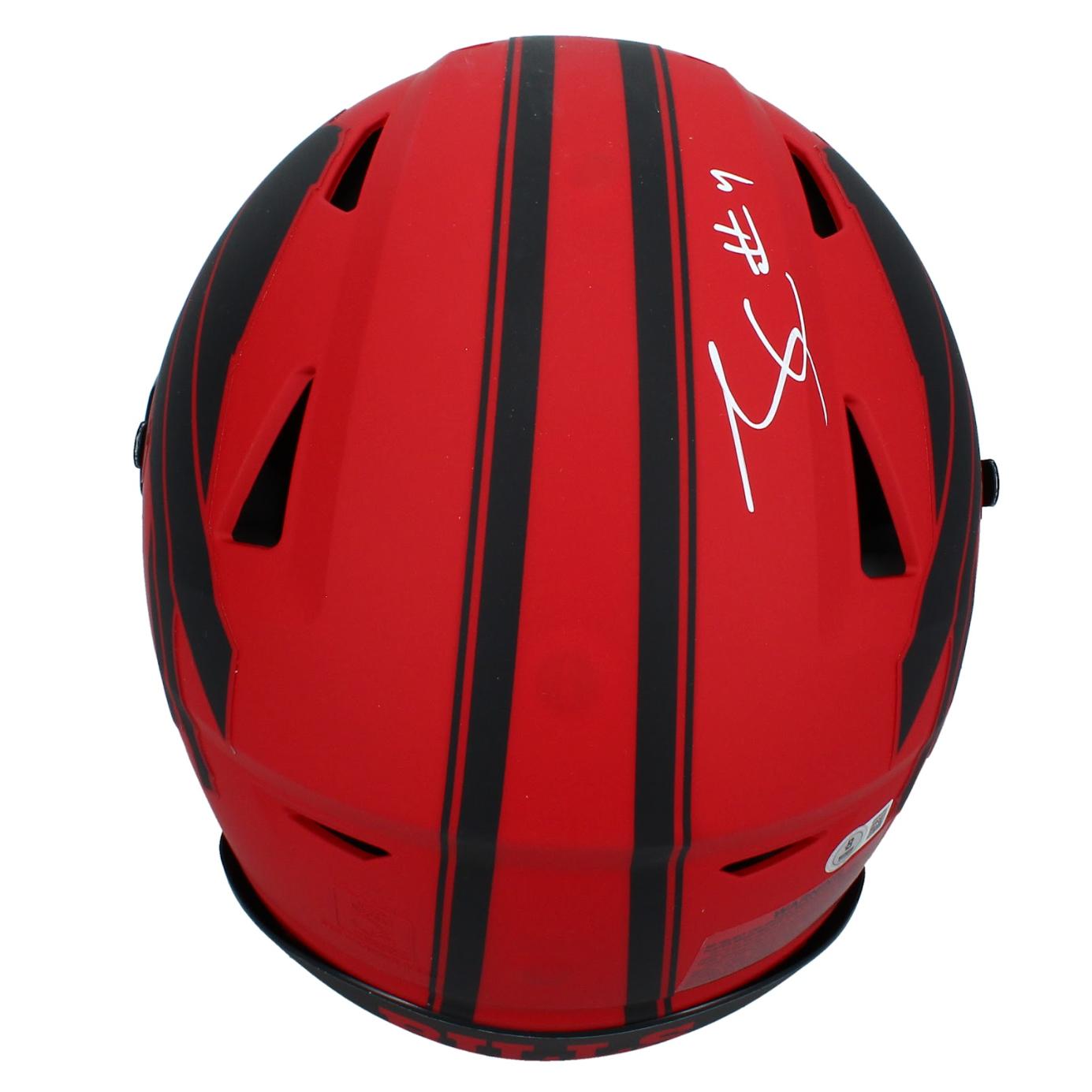 James Cook Signed Bills Full-Size Authentic On-Field Rave Alternate Speedflex Helmet (Beckett) at PristineAuction.com James Cook Signed Bills Full-Size Authentic On-Field Rave Alternate Speedflex Helmet (Beckett) at PristineAuction.com