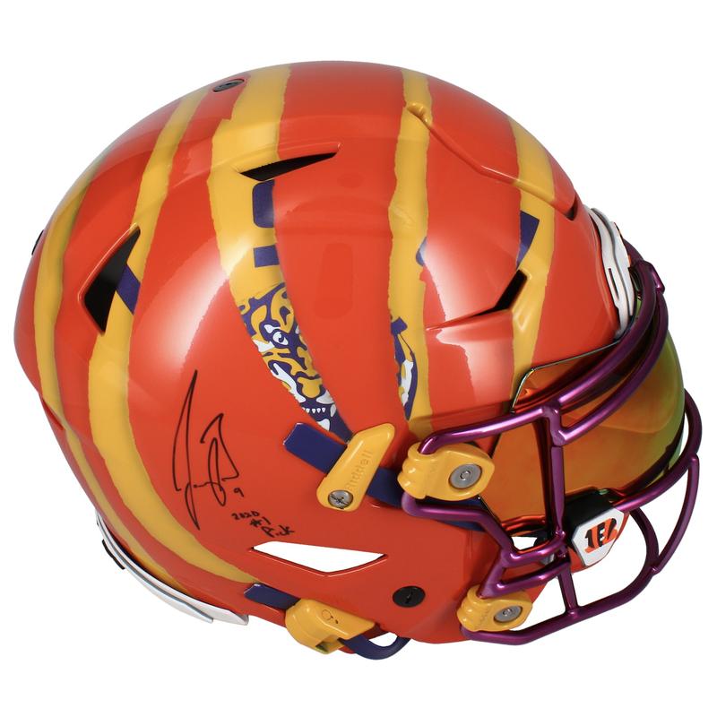 Joe Burrow Signed Bengals / LSU Tigers Full-Size Authentic On-Field Custom Painted Speedflex Helmet Inscribed "2020 #1 Pick" (Fanatics) at PristineAuction.com Joe Burrow Signed Bengals / LSU Tigers Full-Size Authentic On-Field Custom Painted Speedflex Helmet Inscribed "2020 #1 Pick" (Fanatics) at PristineAuction.com