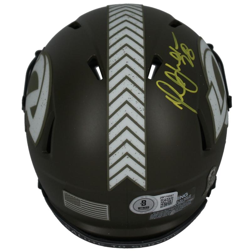 Marshall Faulk Signed Rams Salute To Service Alternate Mini Speed Helmet (Beckett) at PristineAuction.com Marshall Faulk Signed Rams Salute To Service Alternate Mini Speed Helmet (Beckett) at PristineAuction.com