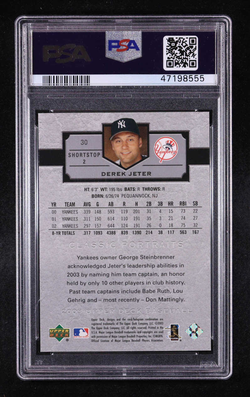 Derek Jeter 2003 Upper Deck Classic Portraits #30 (PSA 10) at PristineAuction.com Derek Jeter 2003 Upper Deck Classic Portraits #30 (PSA 10) at PristineAuction.com