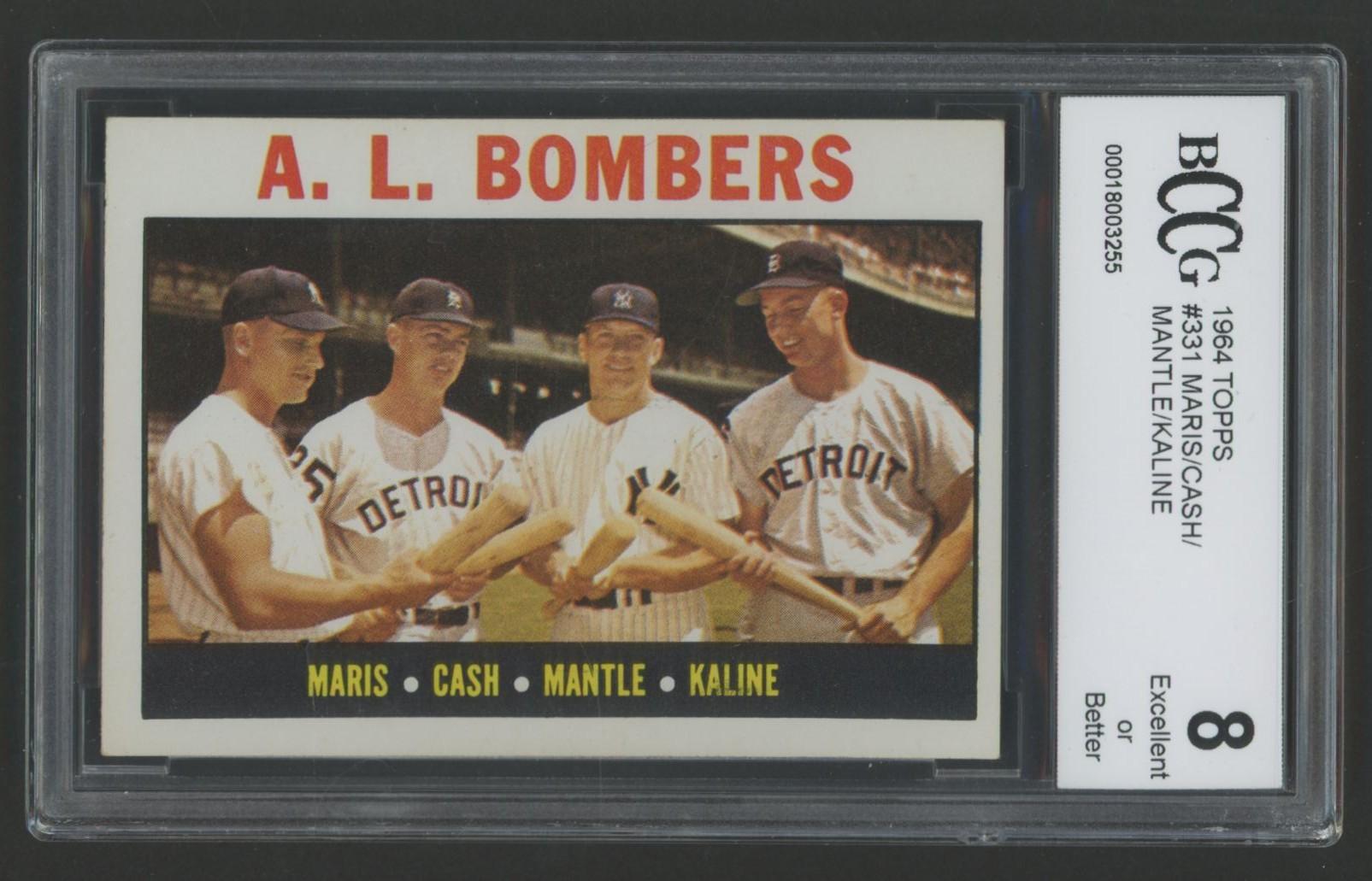 Roger Maris / Norm Cash / Mickey Mantle / Al Kaline 1964 Topps #331 AL Bombers (BCCG 8) at PristineAuction.com Roger Maris / Norm Cash / Mickey Mantle / Al Kaline 1964 Topps #331 AL Bombers (BCCG 8) at PristineAuction.com