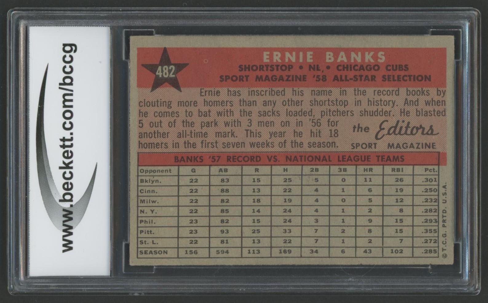 Ernie Banks 1958 Topps #482 AS (BCCG 8) at PristineAuction.com Ernie Banks 1958 Topps #482 AS (BCCG 8) at PristineAuction.com